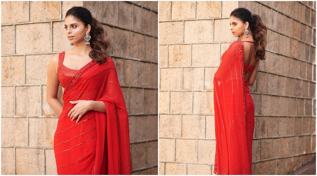 Suhana Khan, Suhana Khan photos, Suhana Khan red saree,