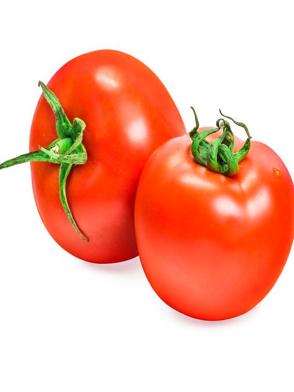 one fresh red tomato isolated on white