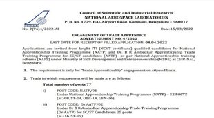 apprentice recruitment 2022, nal recruitment 2022, apprentice Bharti 2022