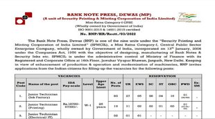 Bank Note Press Recruitment 2022, bank note press recruitment 2022 notification,bank note press vacancy 2022