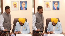 भगवंत मान के ऑफिस में दिखी भगत सिंह और अंबेडकर की तस्वीर, गांधी का जिक्र कर कांग्रेस नेता ने कसा तंज