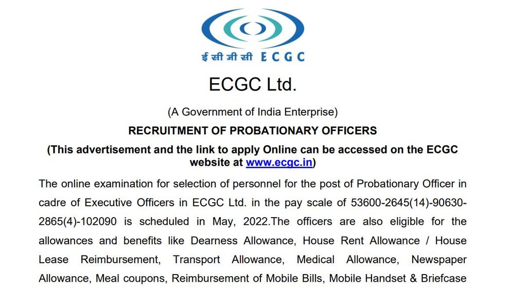 ECGC. ECGC PO Job, Sarkari Naukri