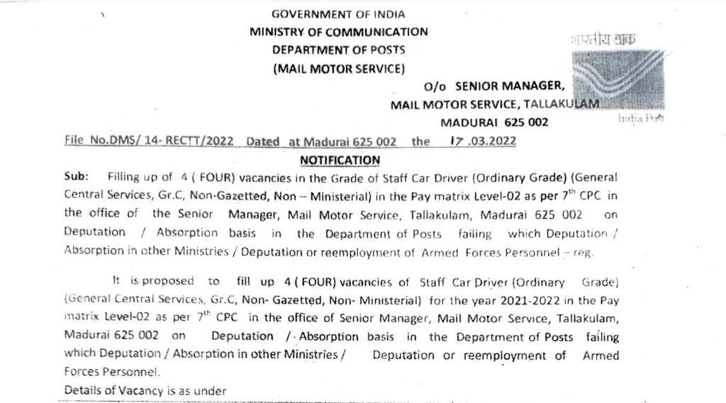 India Post, India Post Job, Govt Job 2022