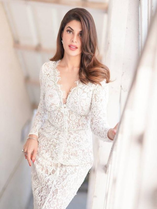 Jacqueline Fernandez in white dress