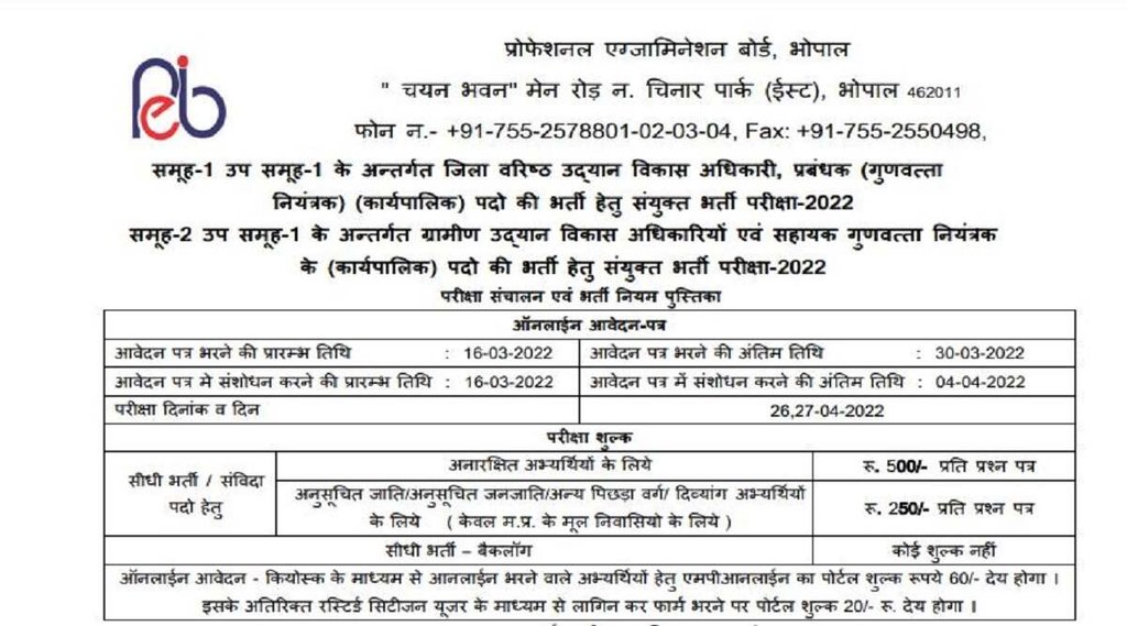 MPPEB Vyapam Recruitment 2022, MPPEB Vyapam Vacancy 2022, peb.mp.gov.in