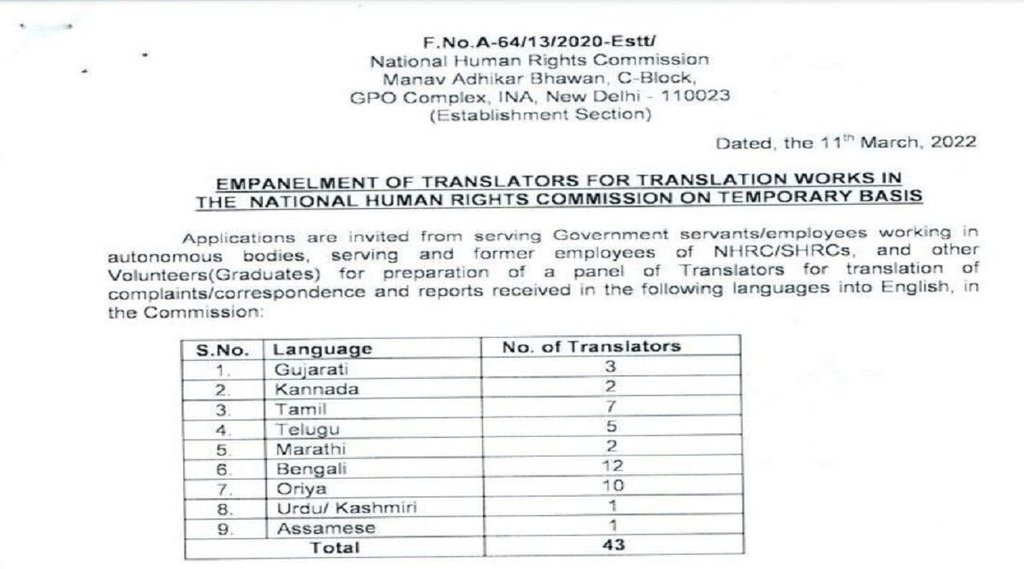 NHRC Recruitment 2022, NHRC, nhrc recruitment 2022 notification