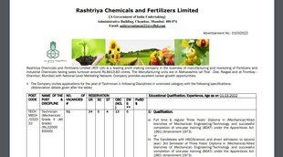 Govt Job, RCFL Vacancy, Govt Job Notification
