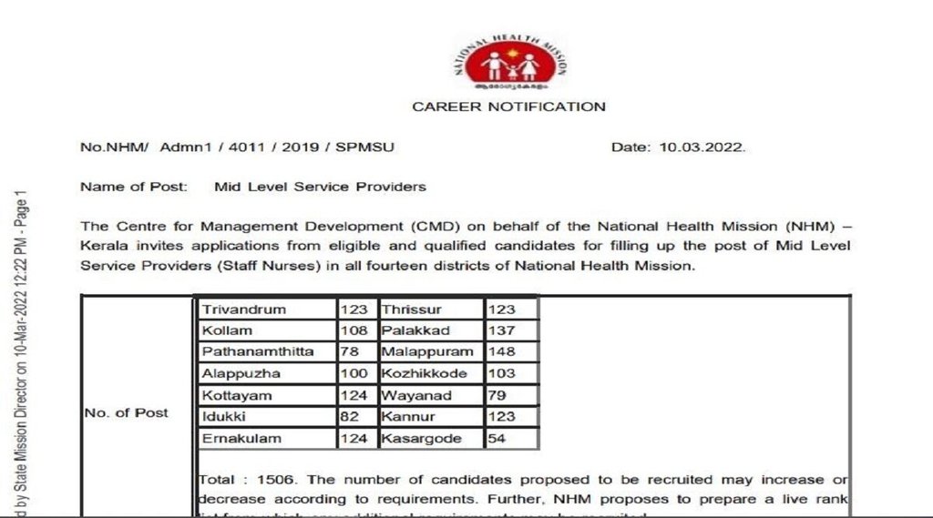 Staff Nurse Recruitment 2022, staff nurse recruitment 2022 notification, staff nurse vacancy 2022