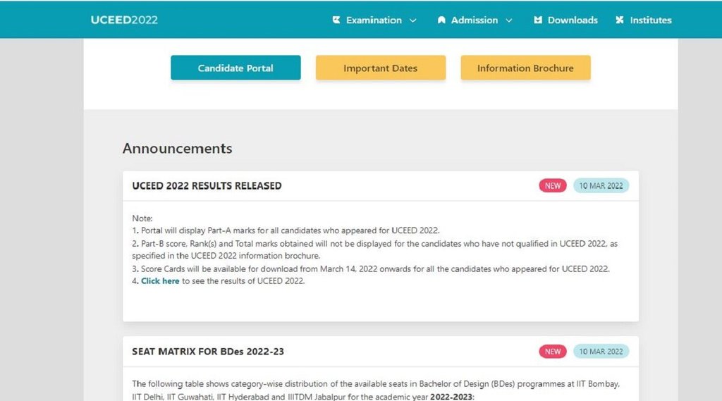 UCEED Result 2022, UCEED Exam 2022 Result, UCEED 2022 Result