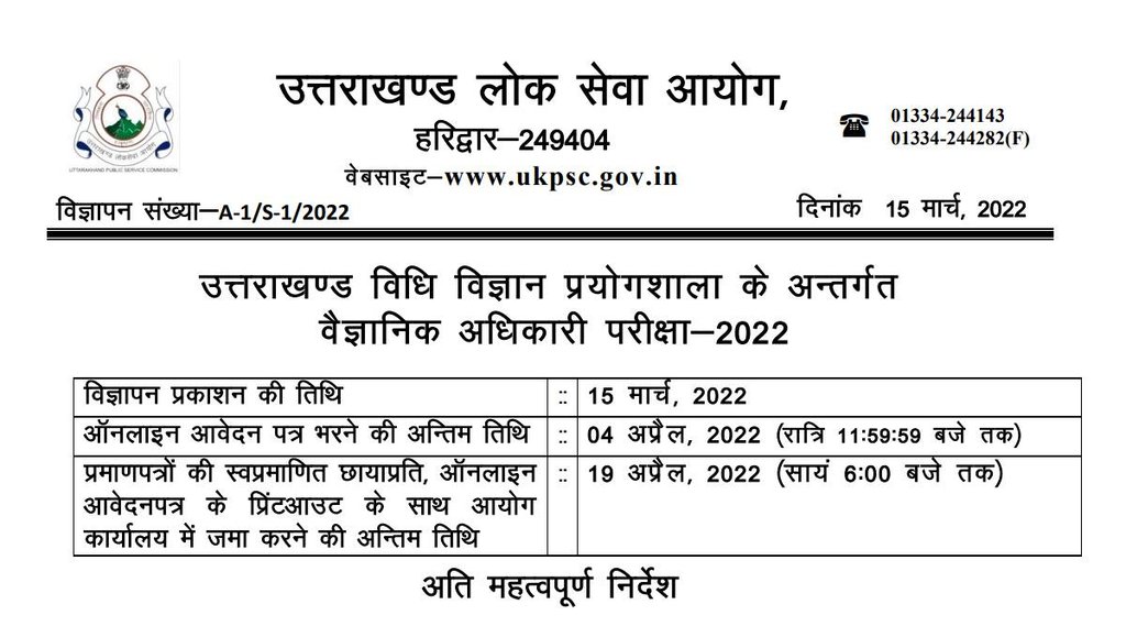 UKPSC, UKPSC Job 2022, UKPSC Notification UKPSC, UKPSC Job 2022, UKPSC Notification