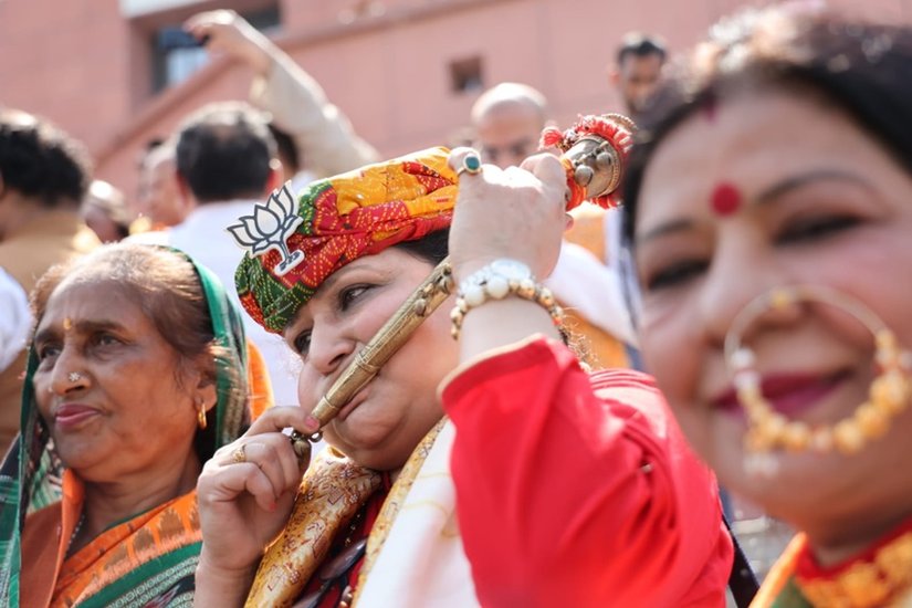 बीजेपी हेडक्वार्टर पर एक नजारा ऐसा भी।