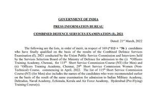 UPSC CDS 1 Final Result 2021