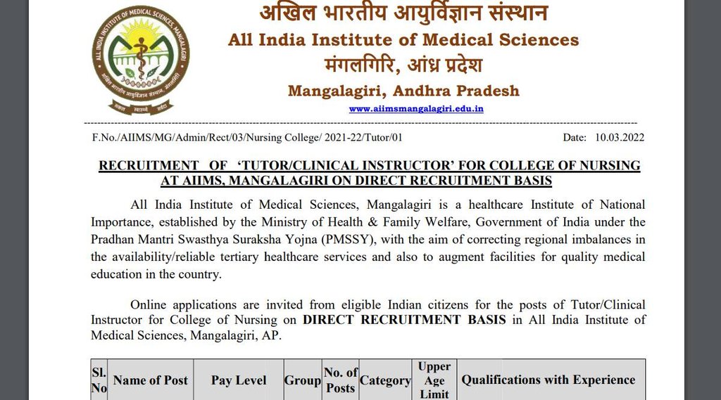 AIIMS Tutor Job, AIIMS Tutor Vacancy, AIIMS Job 2022