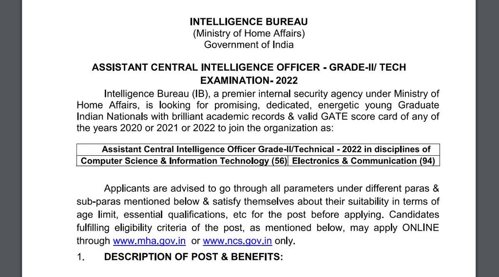 IB ACIO Recruitment 2022, IB ACIO Application 2022, IB ACIO Exam 2022