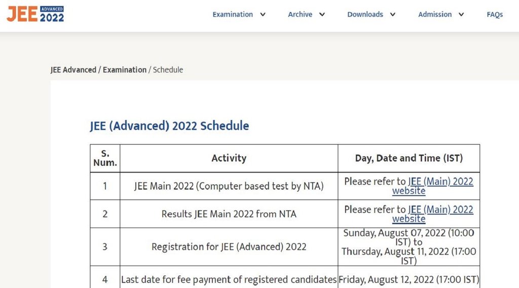 JEE Advanced Exam 2022। JEE Advanced Exam 2022 date। jee advanced revised dates 2022