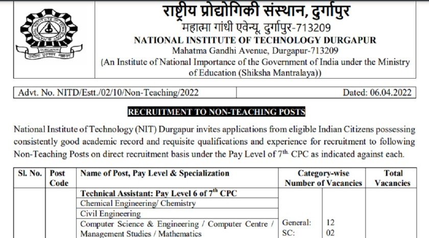 non teaching staff, nit durgapur