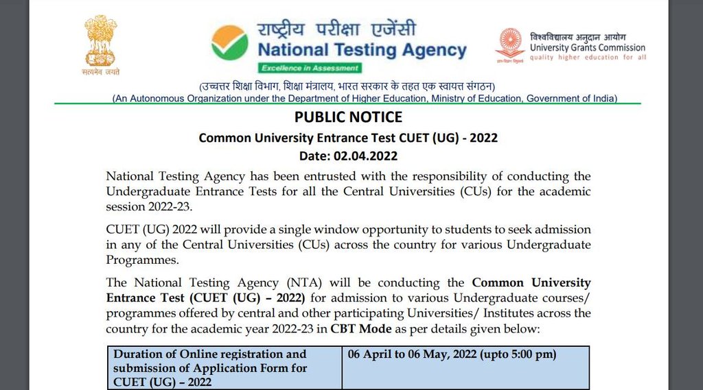 CUET Date Revised, CUET Latest News, CUET Registration News, NTA CUET Registration 2022