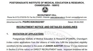 PGIMER, PGIMER Recruitment,