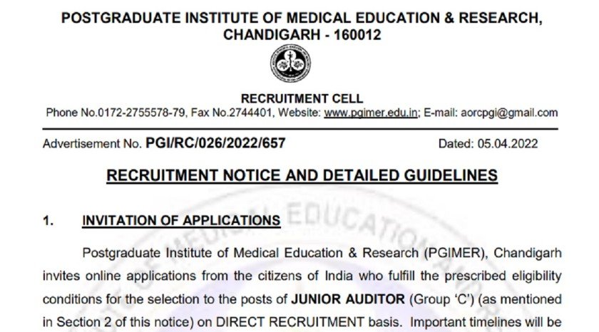 PGIMER, PGIMER Recruitment,