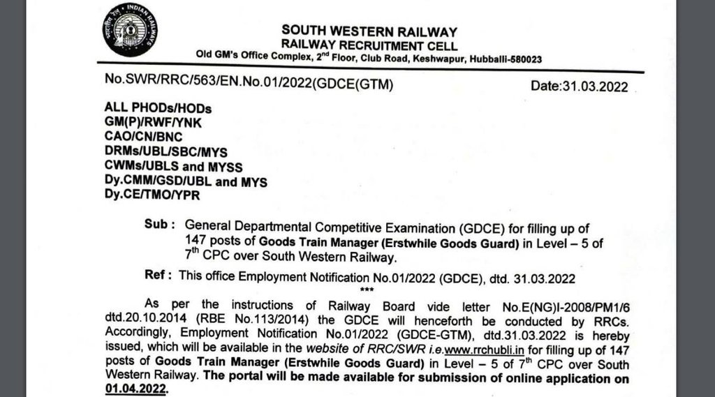 Railway Job, SWR Job 2022, Railway Vacancy
