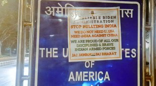 Delhi, US embassy, signboard vandalised, us president joe biden, hindu sena claimed responsibility