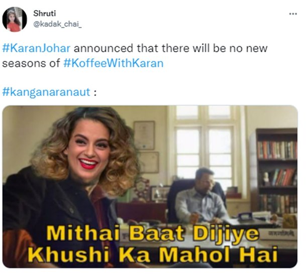 यूजर्स ने कंगना रनौत और करण जौहर की अदावत पर भी मीम्स बना दिये।