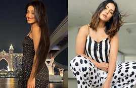Shivangi Joshi in Dotted Dress, Hina Khan Look