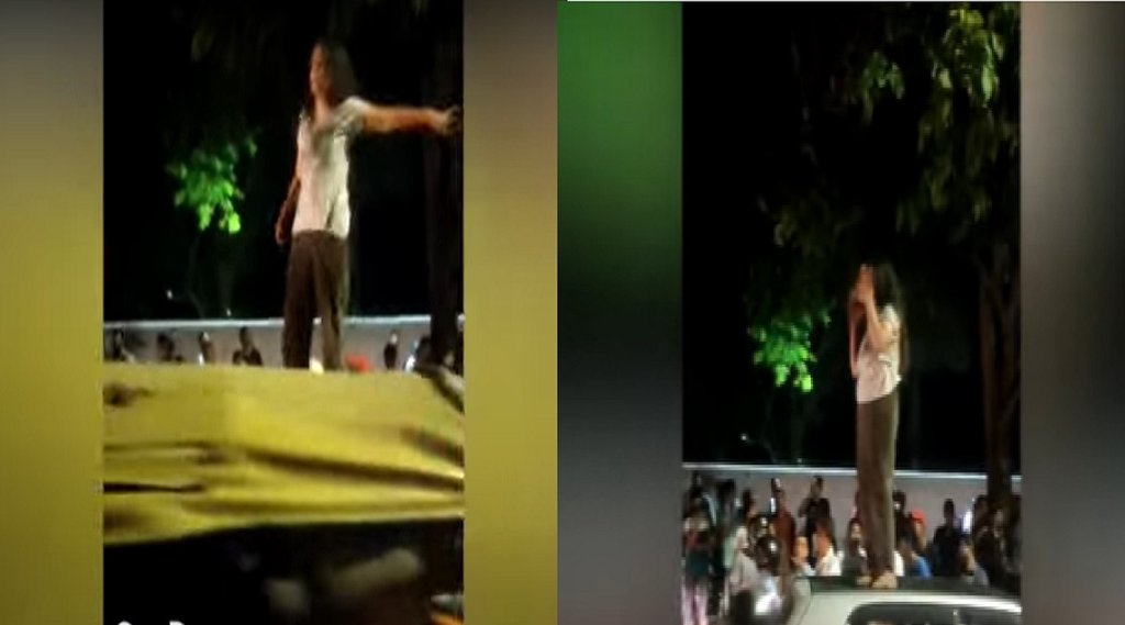 Drunk girl|drunk girl jammed road in Chandigarh|drunk girl high voltage drama