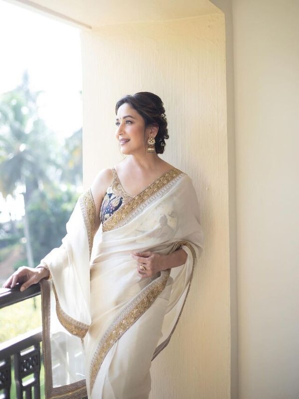 MADHURI DIXIT IN WHITE SAREE LOOK