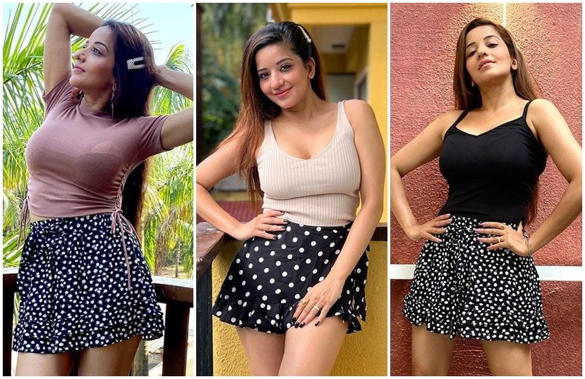 भोजपुरी एक्ट्रेस मोनालिसा गोवा में छुट्टियां मना रही हैं। वहां से उन्होंने&nbsp;कई तस्वीरें शेयर की हैं। इसमें से कुछ तस्वीरें ब्लैक डॉटेड&nbsp;शॉर्ट स्कर्ट में भी हैं। ऐसा पहली बार नहीं है जब मोनालिसा ने ब्लैक डॉटेड&nbsp;शॉर्ट स्कर्ट में तस्वीरें शेयर की हैं, इससे पहले भी वह कई बार इस तरह की शॉर्ट स्कर्ट में नजर आ चुकी हैं, देखिए तस्वीरें-&nbsp;&nbsp;