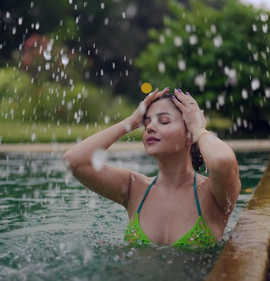 रुबिना दिलैक ने यह तस्वीरें गोवा के एक होटल से शेयर की हैं जिसमें उनका गॉर्जियस लुक देखने को मिल रहा है।