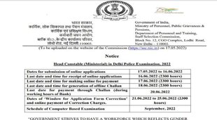Delhi Police Head Constable Recruitment 2022। SSC Police Head Constable Recruitment 2022। दिल्ली पुलिस हेड कांस्टेबल भर्ती 2022