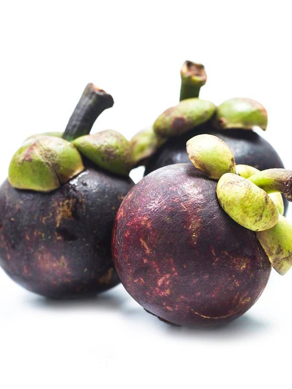 Mangosteens Queen of fruits, ripe mangosteen fruit isolated on w