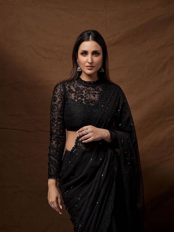 parineeti chopra in black saree
