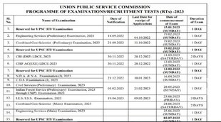 यूपीएससी कैलेंडर 2023 | upsc calendar 2023