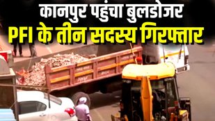 bulldozer in kanpur
