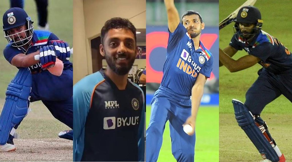 Prithvi Shaw Varun Chakravarthy Sandeep Warrier Devdutt Padikkal Nitish Rana, Chetan Sakariya