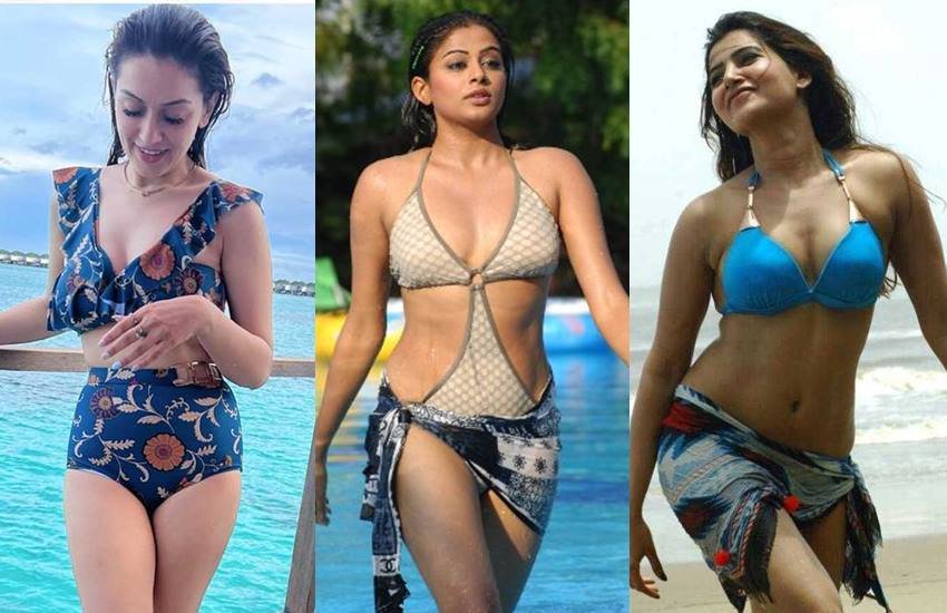 South Actresses In Bikini Look: आए दिन फिल्मों से जुड़े लोग सोशल मीडिया में चर्चा का विषय बने रहते हैं। बात साउथ एक्ट्रेसेस की करें तो कई बार उनकी पूल साइड फोटोज ने सोशल मीडिया में लाइमलाइट लूटी है। आइए डालते हैं एक नजर साउथ की कुछ फेमस एक्ट्रेसेस के बिकिनी लुक पर: