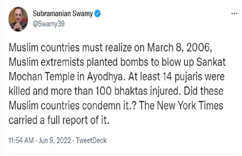 Subramaniam Swamy,tweet