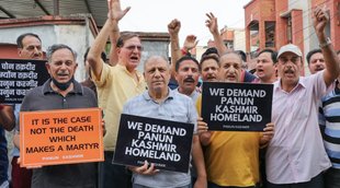 kashmiri pandits, kashmiri pandits protest| kashmir|