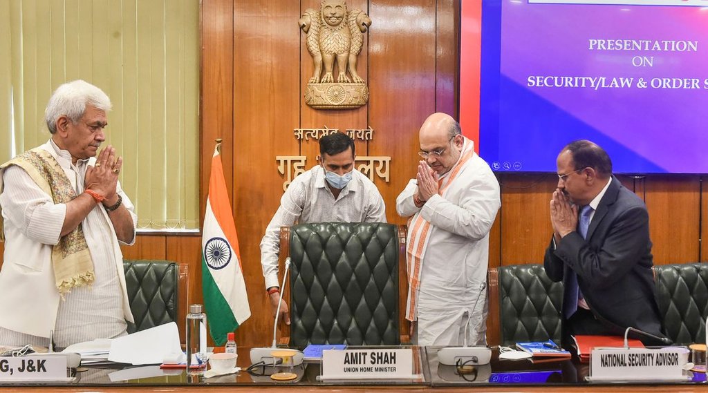 Kashmir Target Killing, Amit Shah, Manoj Sinha, Ajit Doval Kashmir Target Killing, Amit Shah, Manoj Sinha, Ajit Doval