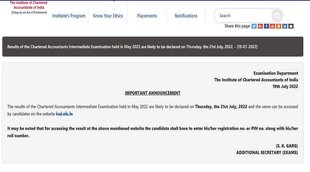 CA Intermediate Result 2022, CA Intermediate may Result 2022, CA Intermediate may exam Result 2022