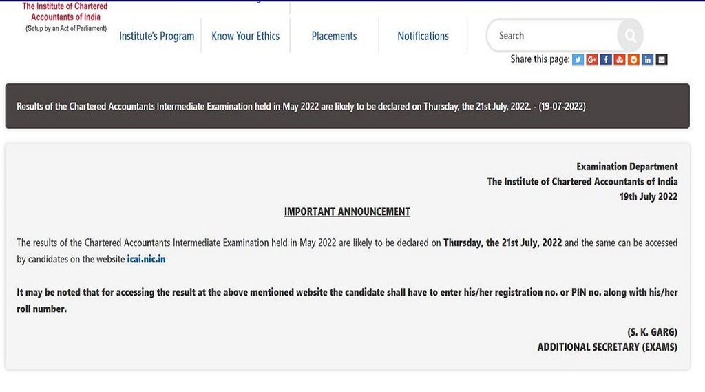 CA Intermediate Result 2022, CA Intermediate may Result 2022, CA Intermediate may exam Result 2022