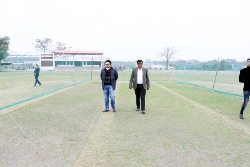 Jay Shah with Mahim Verma at Dehradun Stadium