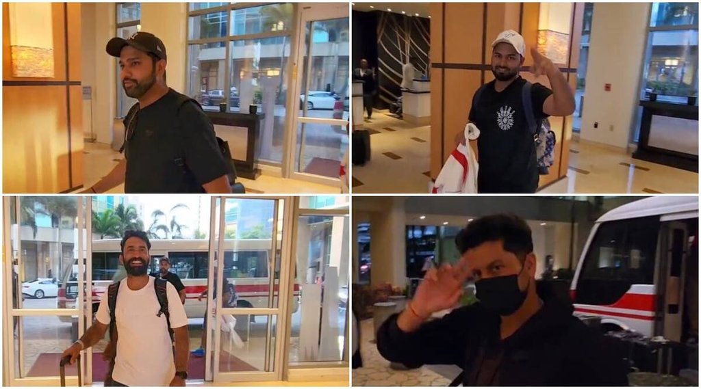 Rohit Sharma Dinesh Karthik Rishabh Pant and Kuldeep Yadav checking in to the hotel