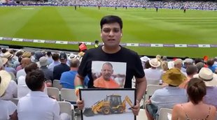Yogi Adityanath Jabra fan in IND vs ENG 1st ODI Match picture of the bulldozer waved in the stadium