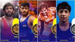 Bajrang Punia Gold Medalist Deepak Punia Gold Medalist SAKSHI Malik Gold Medalist Anshu Malik Silver Medalist