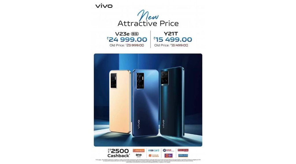 Vivo Y21T Vivo V23e price cut