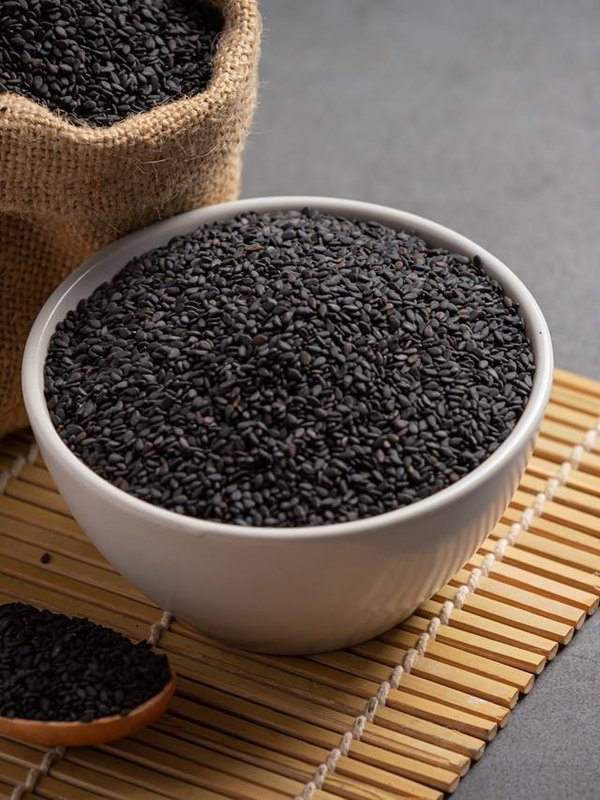 black sesame on dark background