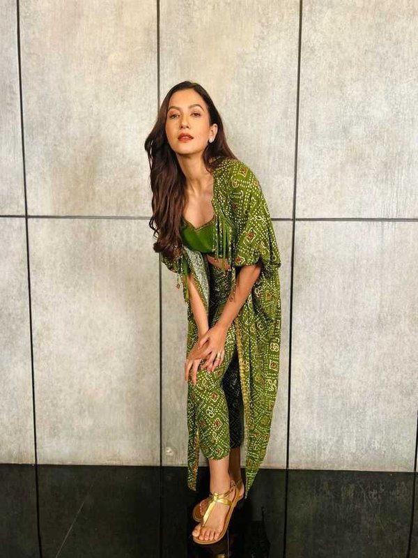 GAUAHAR KHAN IN GREEN CO-ARD DRESS